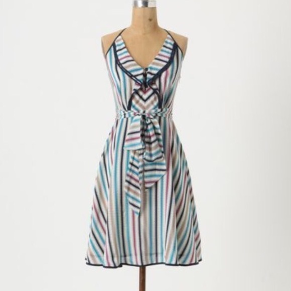 Anthropologie Gull Wing striped silk dress