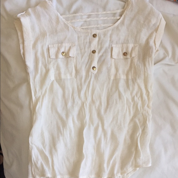 Off white and gold t shirt open back