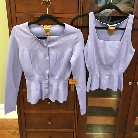 ESSENDI Lavender Silk Sweater Set