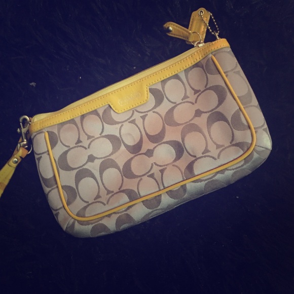 Tan and Yellow Coach Clutch/wristlet