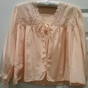 VINTAGE PEACH SILKY BED JACKET