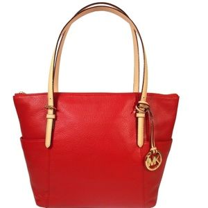 Michael Kors EW Red Jet Set Tote