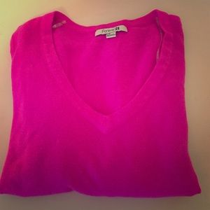 Bright pink v-neck sweater