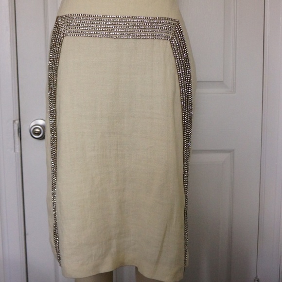 Tory Burch Linen skirt with rhinestone detail