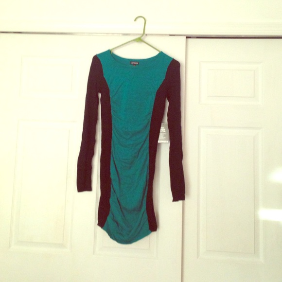 Express teal and black dress xs new with tags