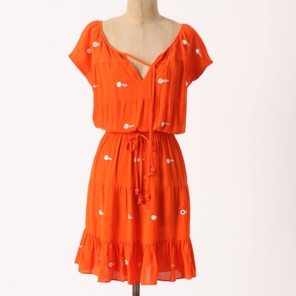 Anthropologie Espejoa Mini-Dress in Coral