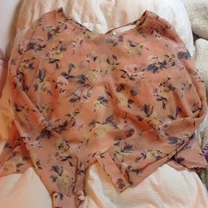 Open back flower print blouse