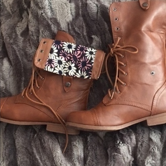 floral combat boots