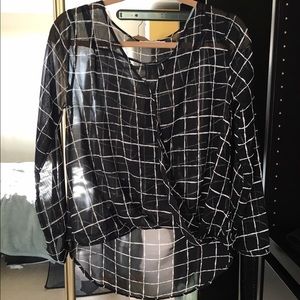 Lush Sheer Cross Front Blouse, sz S