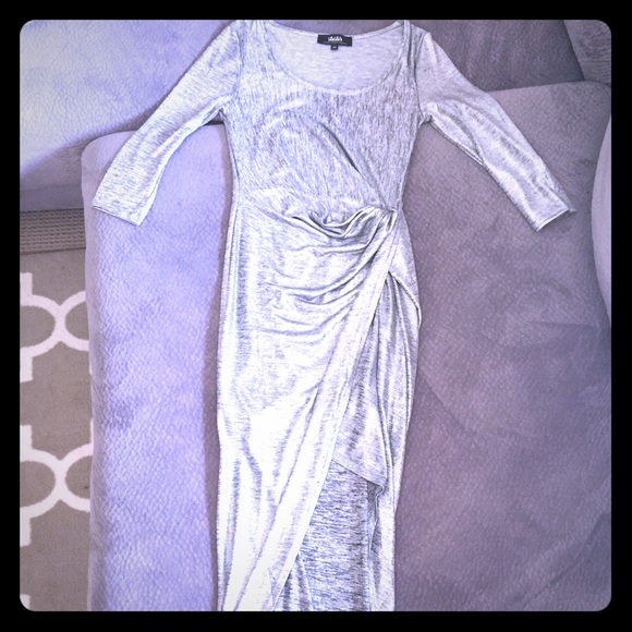 Shimmery Silver, open front, fish tail dress