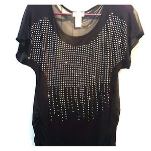 Sequin Mesh Back tunic