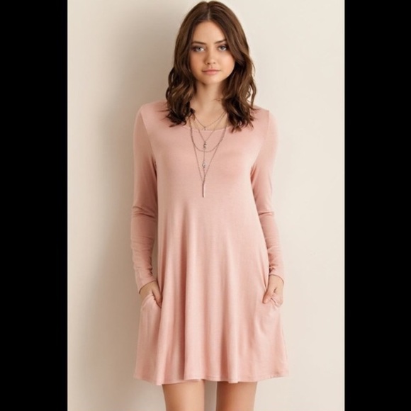 🎟Easy Wear Blush Side Pockets Dress - Picture 3 of 4