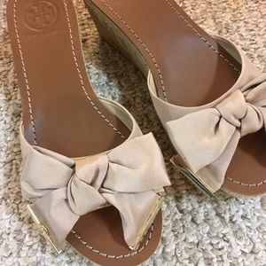 Tory Burch satin pinkish nude bow