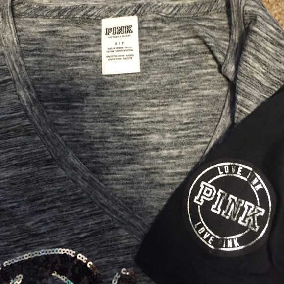 SOLD ‼️PINK gray V-Neck Tee - Picture 3 of 3