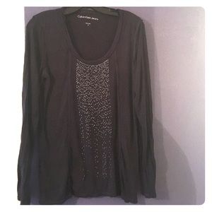 Black/dark blue top with sparkles