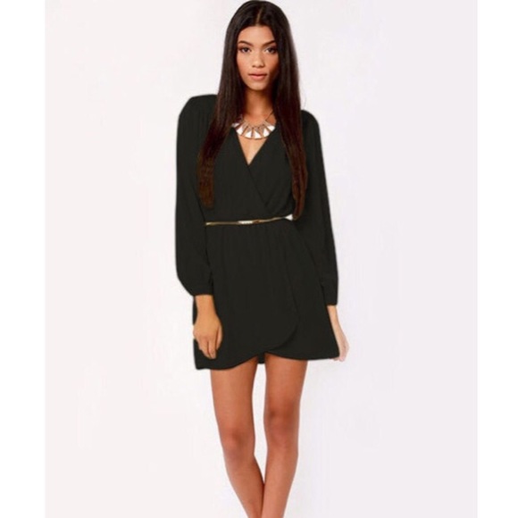 Dresses & Skirts - V-Neck Long Sleeve Wrap Dress