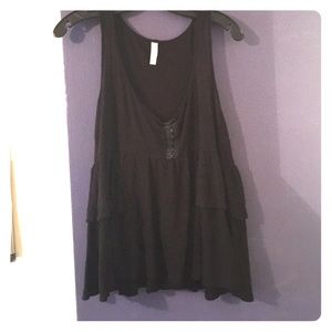 Black ruffle tank