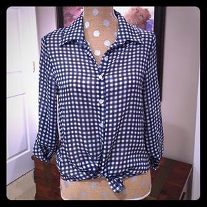 Blue/white checked button down-perfect for summer!