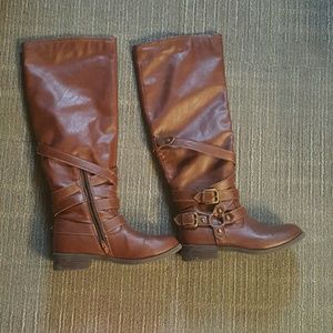 Brown riding boots