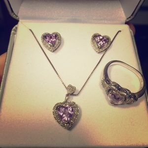 Sterling silver Heart shaped ring/earring/necklace