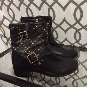 INC LEATHER GOLD STUD BOOTS