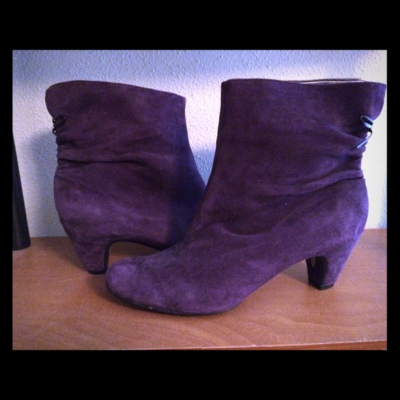 Purple suede booties