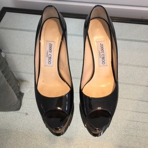 Jimmy Choo Black Patent Platform Heels