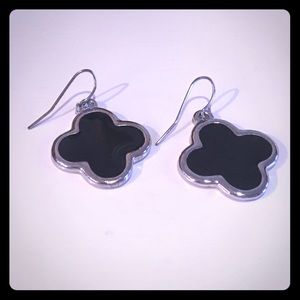 Black Onyx Clover Drop Double Sided Earrings