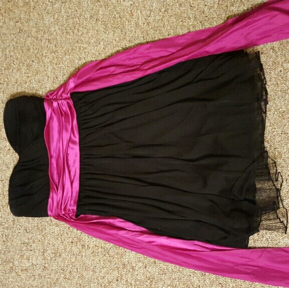 Strapless Black/Pink Dress Medium