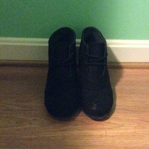 Black wedge ankle booties