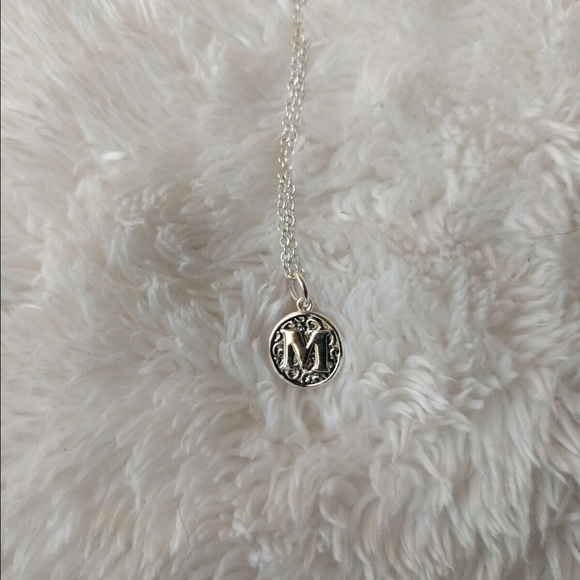 Silver M necklace