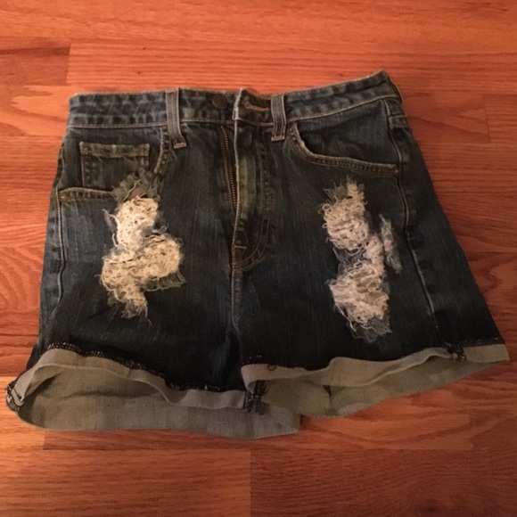 High waisted jean shorts