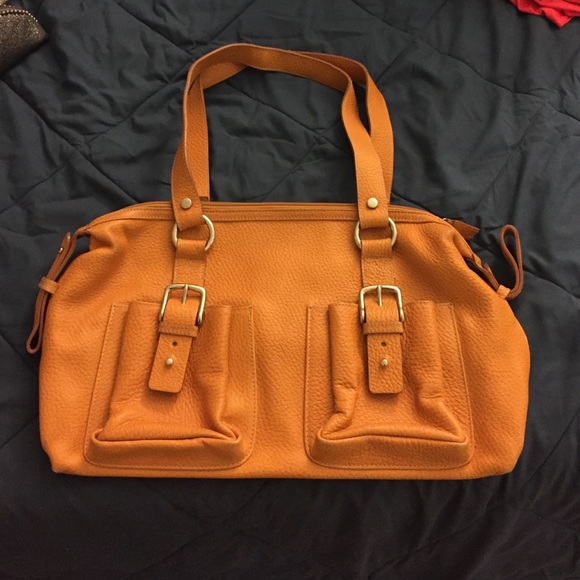 Gianfranco Novi Handbags - Yellow orange pebbled italian leather Handbag