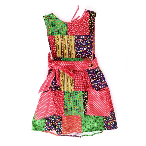 Patchwork Print Vintage Dress with Pockets