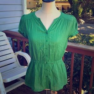 Banana Republic Kelly Green Short Sleeve Blouse