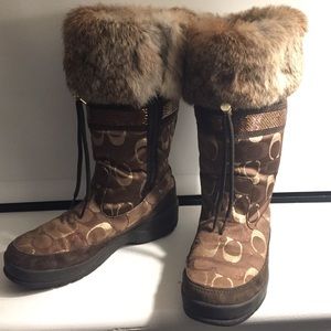 Coach "Lizzie" boots with fur trim