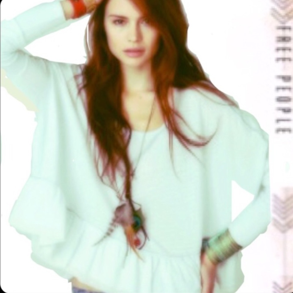 Free People Lace & Ruffle Knit Pullover Sweater