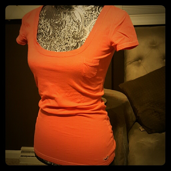 Hollister coral orange t shirt