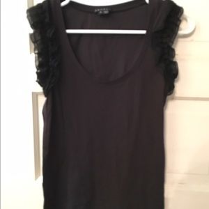 Theory Short Sleeve Ruffle Shirt