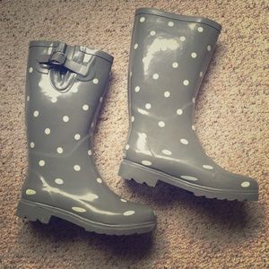 Sturdy Solid Polka Dot Rain Boots