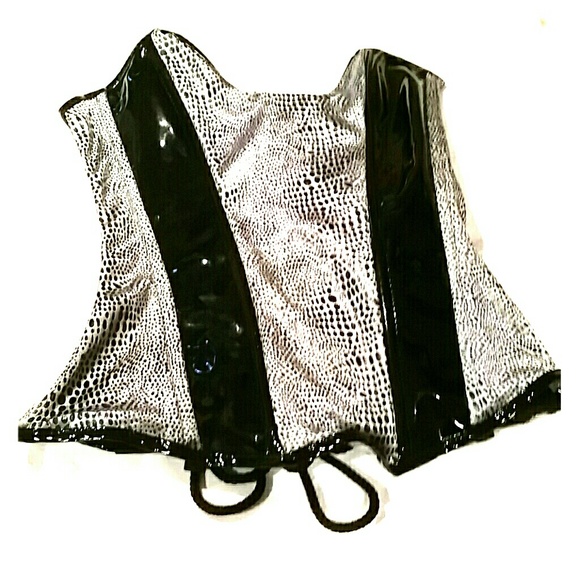 Black and animal print corset small