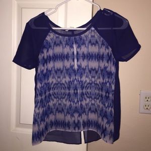 American eagle blue and cream sheer top