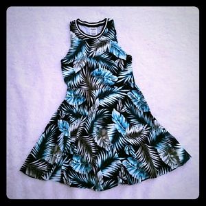 PINK Skater dress with leafy print NWOT