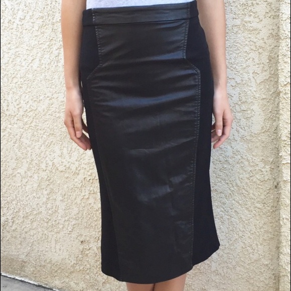 Bebe faux leather midi skirt color block panels