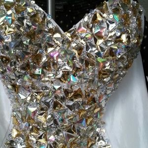 White Glamour fit Hand-beaded formal dress