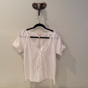 Banana republic short sleeve cream blouse