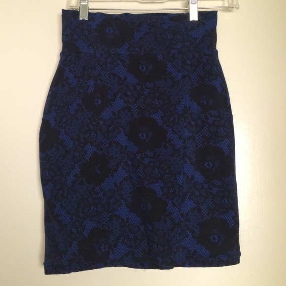 Blue and black pencil skirt