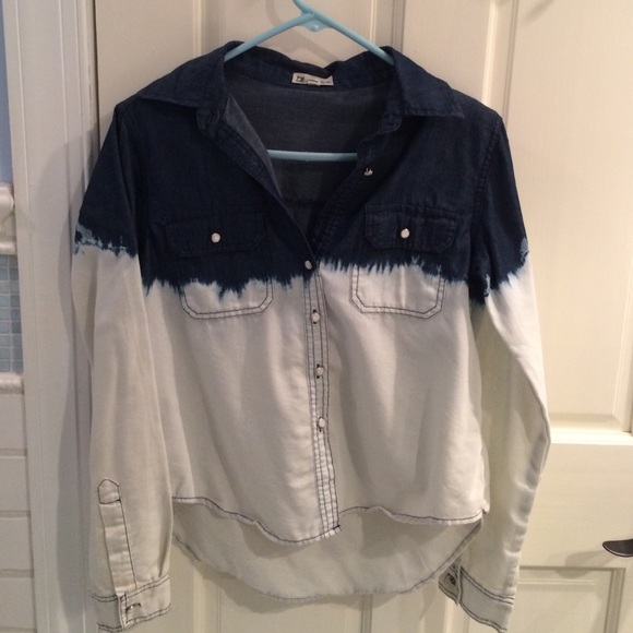 Dip dyed jean flannel top!