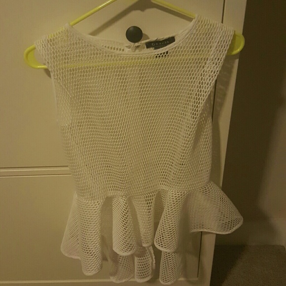 netted peplum shirt