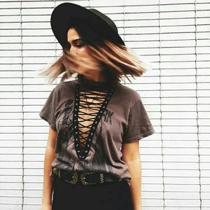 Lace up vintage tee